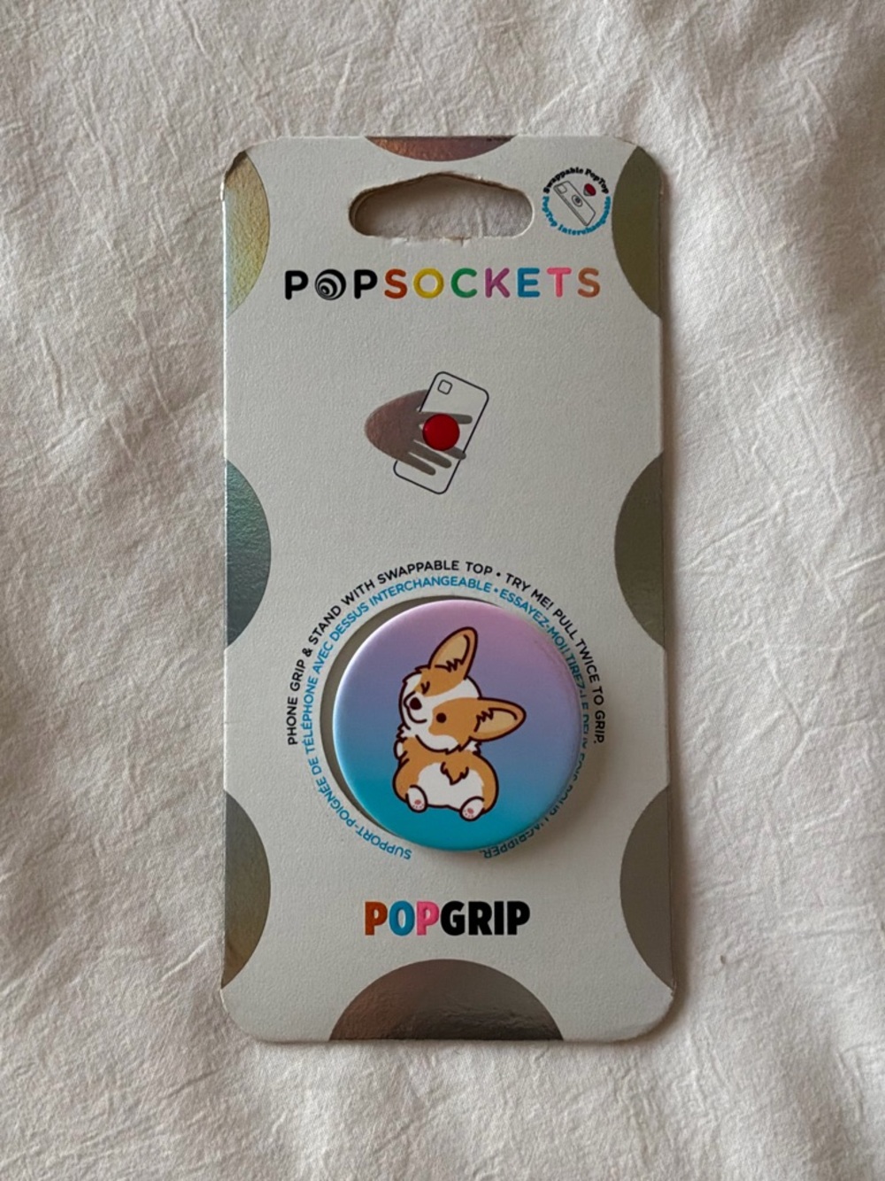PopSocket Phone Grip Packaging with Blue and White Accents